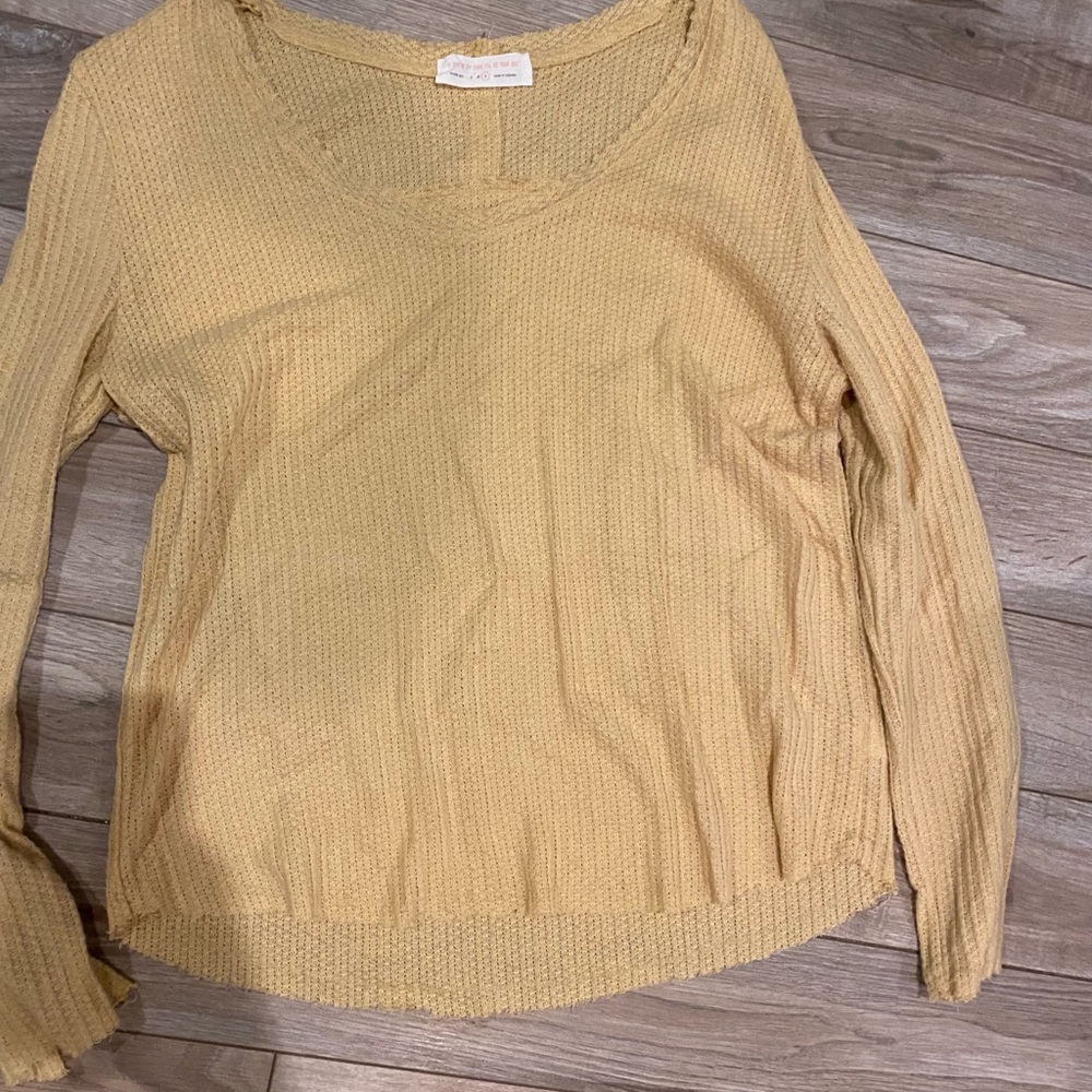 Yellow Waffle knit long sleeve